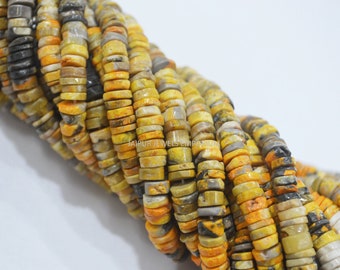 Bumble Bee Smooth Heishi Tyre Shape Beads , Bumble Bee Heishi Tyre Shape Briolettes , Vendido por hebra , 4.50-6.50 mm, 16 ", 19JJE026