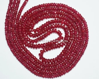 Natural Longido Ruby Faceted Beads, Marvellous Longido Ruby Faceted Rondelle Beads, 2.10-3.25 mm , 17",  18JJE916
