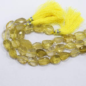 Lemon Quartz Nuggets Shape Beads , Lemon Quartz Faceted Shape Beads , Lemon Quartz Beads , Sold By Strand , 11x14 - 12x17 mm , 7&quot;, 20JJE322