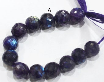 Flashy Purple Labradorite Faceted Beads, Beautiful Purple Labradorite Faceted Round Beads, Sold By Strand, 10.5 - 12 mm , 19JJE679