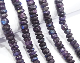 Appealing Purple Labradorite Smooth Beads, Flashy Purple Labradorite Smooth Rondelle Beads, Sold By Strand, 6-7 mm ,  19JJE425
