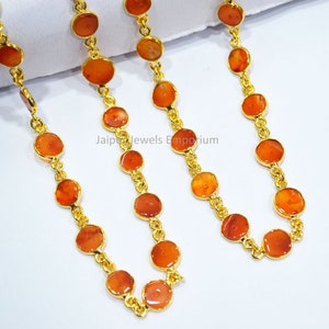Carnelian Donut Connector Chain - Carnelian Smooth Link Chain , Sold By Foot , 9 - 9.5 mm , 6JJE462