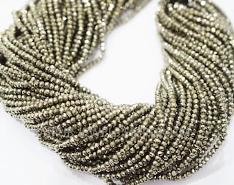 Pyrite Faceted Beads , Pyrite Rondelle Beads ,Sold By Strand , 3.25 mm ,13 inches , 17JJE474