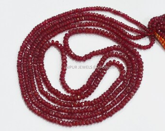 Natural Longido Ruby Faceted Beads, Stunning Longido Ruby Faceted Rondelle Beads 2-3.25 mm , 18",  18JJE913