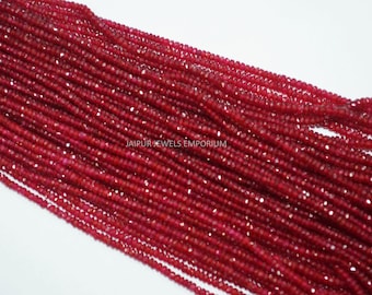 Natural Longido Ruby Faceted Beads, Marvellous Longido Ruby Faceted Rondelle Beads, 2-3.25 mm , 15.5-16.5&quot;,  18JJE915