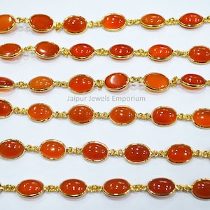 Carnelian Oval Shape Connector Chain - Carnelian Smooth Link Chain , Sold By Foot , 10.5x14.5 mm , 6JJE463