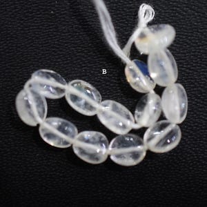 Rainbow Moonstone Smooth Oval Nuggets Shape Beads , Moonstone Smooth Oval Shape Gemstone , Sold By Strand , 3.50x5-5x6 mm , 19JJE065