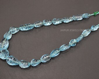 Natural Sky Blue Topaz Nuggets Shape Beads , Fascinating Sky Blue Topaz Tumble Faceted Beads , 11x16 - 15x25 mm , 16" , 20JJE694