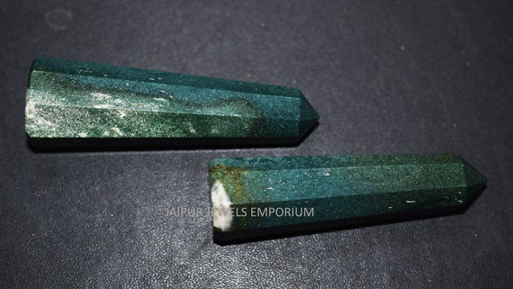 AAA Quality Green Jasper Tower Points , Green Jasper Pillars