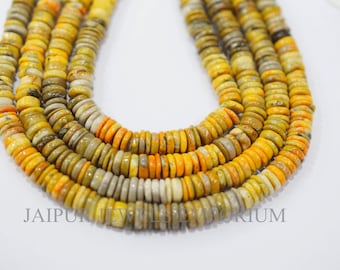 Abemble Bee Smooth Heishi Tyre Shape Beads , Bumble Bee Heishi Tyre Shape Briolettes , Vendido por Strand ,6-6.50 mm , 16" ,17JJE575