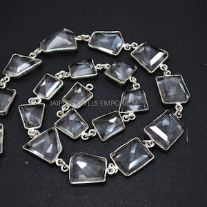 Natural Crystal Fancy Cut Connector Chain , Natural Crystal Faceted Bezel Connector Link Chain , Sold By Foot , 10 to 15 mm - 6JJE142