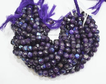 Rustic Flashy Purple Labradorite Faceted Beads, Best Purple Labradorite Faceted Round Beads, Sold By Strand, 6.00-6.75 mm , 7&quot;,  19JJE676