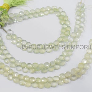 Pack of 3 Strands Prehnite Heart Shape Briolettes , Prehnite Faceted Briolettes , 6x6 mm , 7&quot;, BL4JJE950