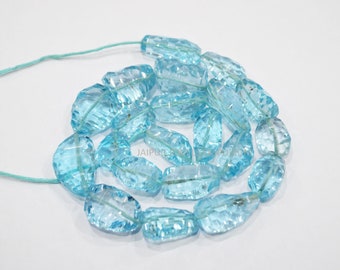 Natural Sky Blue Topaz Nuggets Shape Beads , Fascinating Sky Blue Topaz Tumble Faceted Beads , 12x14 - 15x25 mm , 16" , 20JJE692