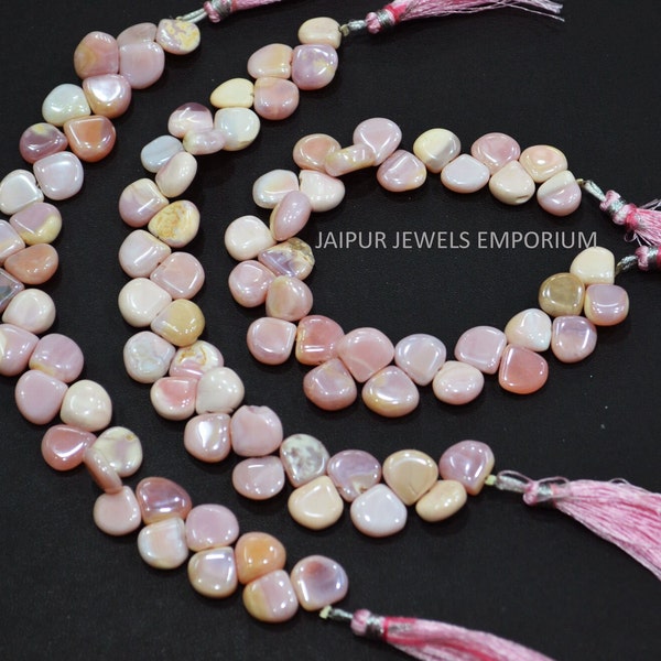 Pink Peruvian Opal Heart Shape Briolettes, Pink Peruvian Opal AB Silver Coated Smooth Beads, Sold By Strand, 10x10-11x11 mm, 7" ,20JJE989