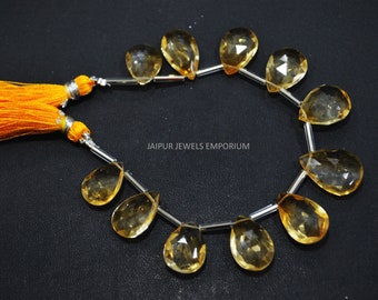 11 Pcs Classic Citrine Large Pear Shape Beads , Natural Citrine Pear Shape Faceted Briolettes , Sold By Strand ,11x14 - 13.5x18 mm ,19JJE786