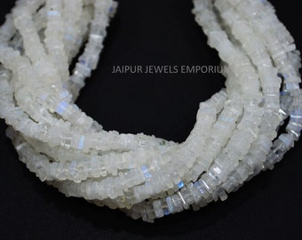 Llamativo arco iris Moonstone Heishi Square Shape Beads, Rainbow Moonstone Smooth Spacer Beads, vendido por Strand, 4.5x4.5 - 5x5 mm, 16 ", 20JJE890