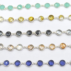 Hydro Quartz Coin Shape (Glass) Connector Chain , Faceted Bezel Connector Station Link Chain , Sold By Foot , 11 mm - 6JJE282