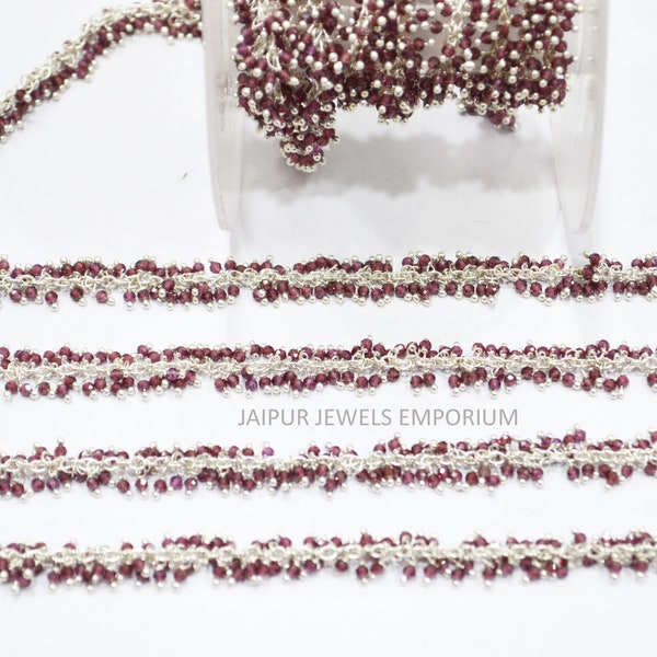 Rhodolite Garnet Round Shape Dangling Chain - Rhodolite Garnet Faceted Grape Chain , Sold By Foot , 2 - 2.25 mm , 6JJE177A
