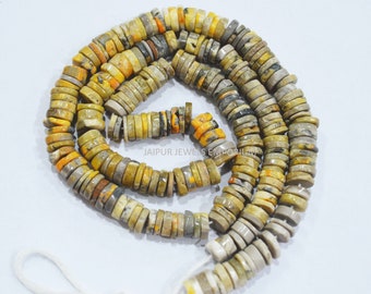 Bumble Bee Smooth Heishi Tyre Shape Beads , Bumble Bee Heishi Tyre Shape Briolettes , Vendido por Strand , 16 ", 19JJE033