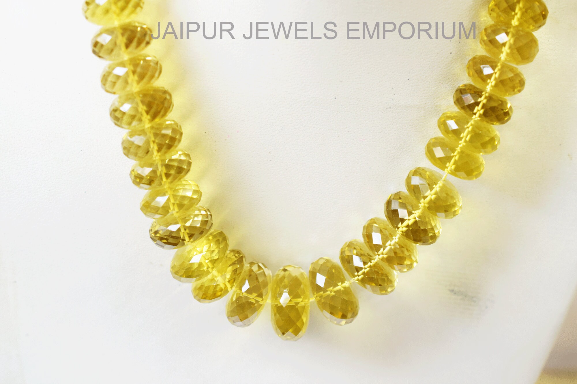 1017 Cts. Beautiful Natural Lemon Quartz Rondelle Necklace