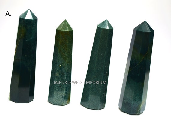 AAA Quality Green Jasper Tower Points , Green Jasper Pillars