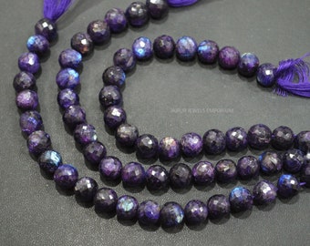 Flashy Purple Labradorite Faceted Beads, Top Purple Labradorite Faceted Round Beads, Sold By Strand, 9 - 10 mm , 7&quot;,  19JJE678