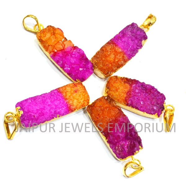 Beautiful Shaded Druzy Baguettes, Pink And Orange Druzy Pendant , Stunning Shaded Baguette Pendant, Sold By Pieces, 1.70-3cm ,17JJE928