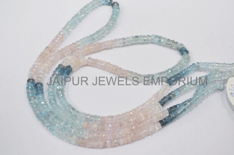 Pack of 3 Strands Multi Aquamarine Faceted Beads BL43JJE86 Multi Aquamarine Tyre Beads 17 inches 4-5 mm Sold By Pack