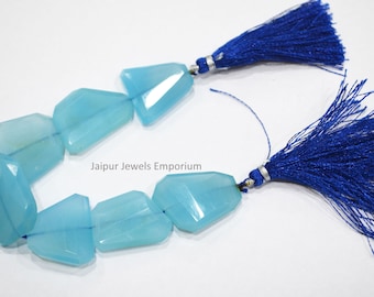 Blue Chalcedony Laser Cut Nuggets Shape Beads , Blue Chalcedony Nuggets Shape Beads , Sold By Strand , 15x24 - 20x30 mm, 7", 20JJE283