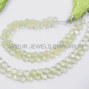 Pack of 2 Strands Prehnite Heart Shape Briolettes , Prehnite Faceted Briolettes , 6x6-6.5x6.5 mm , 7&quot;, BL4JJE947