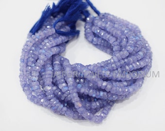 Royal Blue Coated Mystic Rainbow Moonstone Rondelle Beads , Royal Blue Mystic Rainbow Moonstone Faceted Beads, Sold By Strand ,8&quot; ,17JJE391