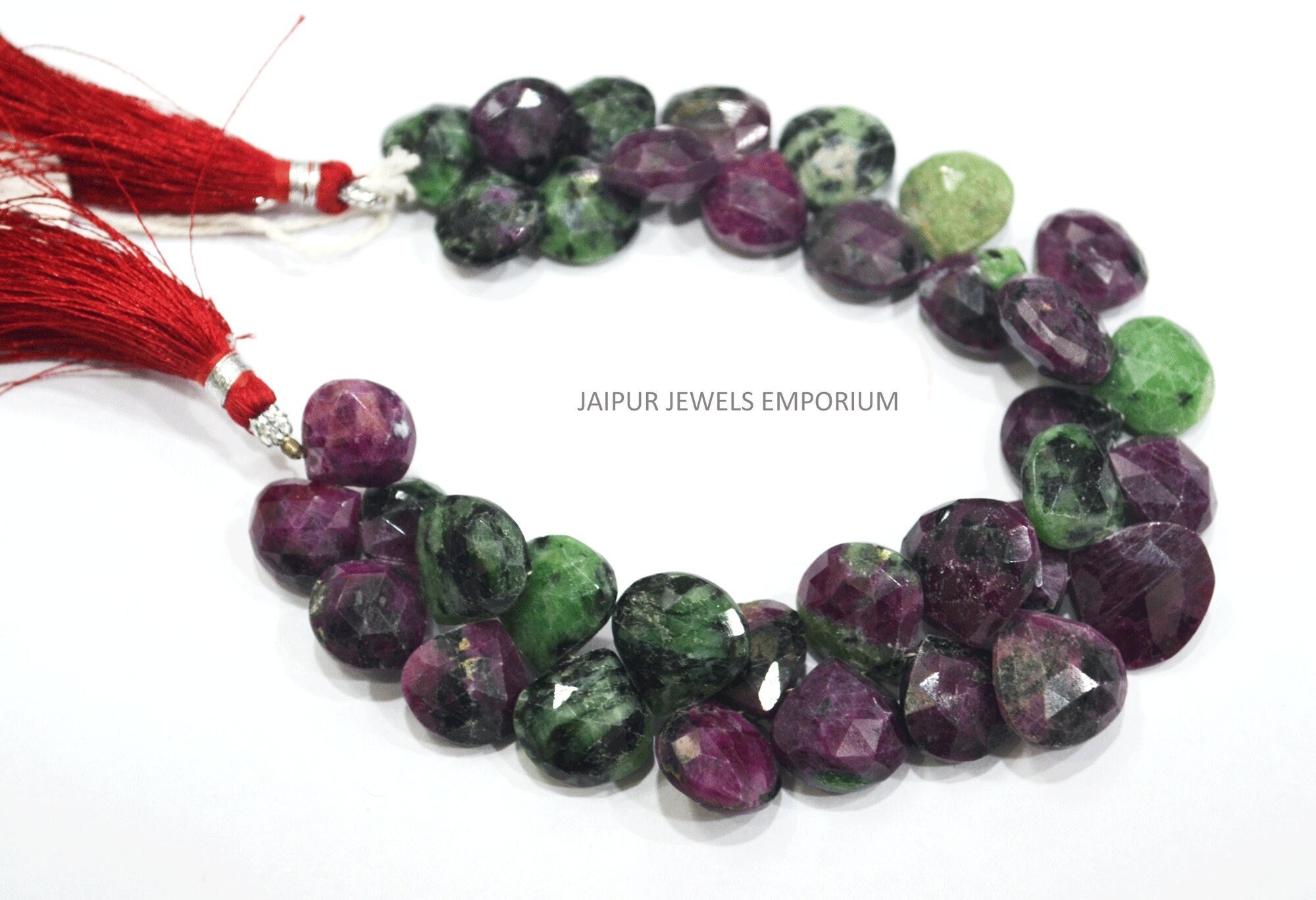 Magnificient Natural Ruby Zoisite Heart Shape Briolettes , Ruby Zoisite Faceted Briolettes ,Sold By Strand , 12x12-15X15 mm , 8", 18JJE618