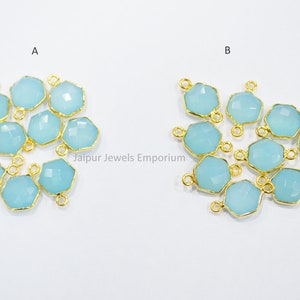 Blue Topaz Chalcedony Faceted Edge Connector , Blue Topaz Chalcedony Hexagonal Connector , Sold By Piece , 10 mm , 6JJE366