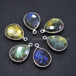 Labradorite Single Bail Pear Shape Connector , Labradorite Faceted Bezel Connector , Sold By Piece , 14x21 mm , 6BGI219B