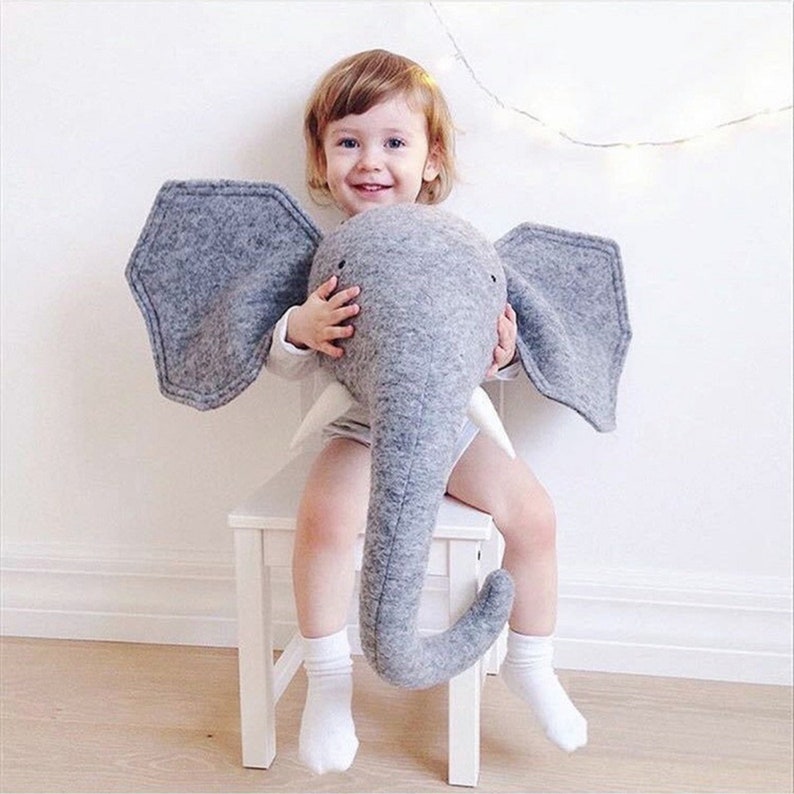 3D Elephant Animal Head Wall Mount Children Stuffed Toys Kids Etsy