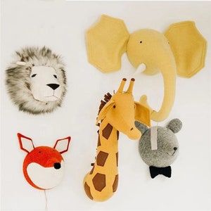 jungle Animal Head Wall Mount 3D   Stuffed Toys Kids Room Wall Home Decoration  Gifts  Zebra/Elephant/Giraffe animal Baby Comforter