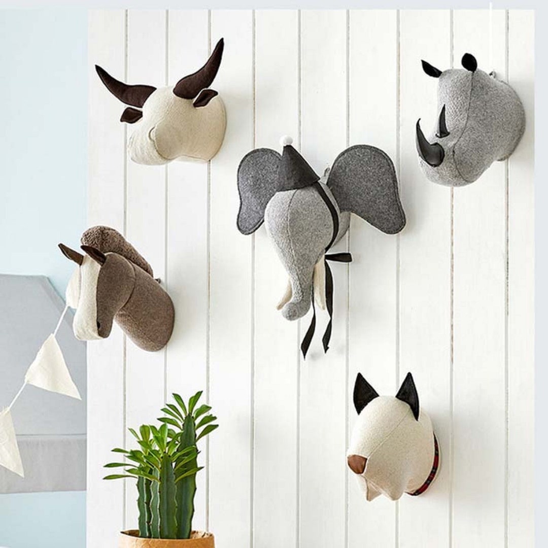 Home Decor Plush Toy Animal Head Wall Hanging Pendant Mural Living Room