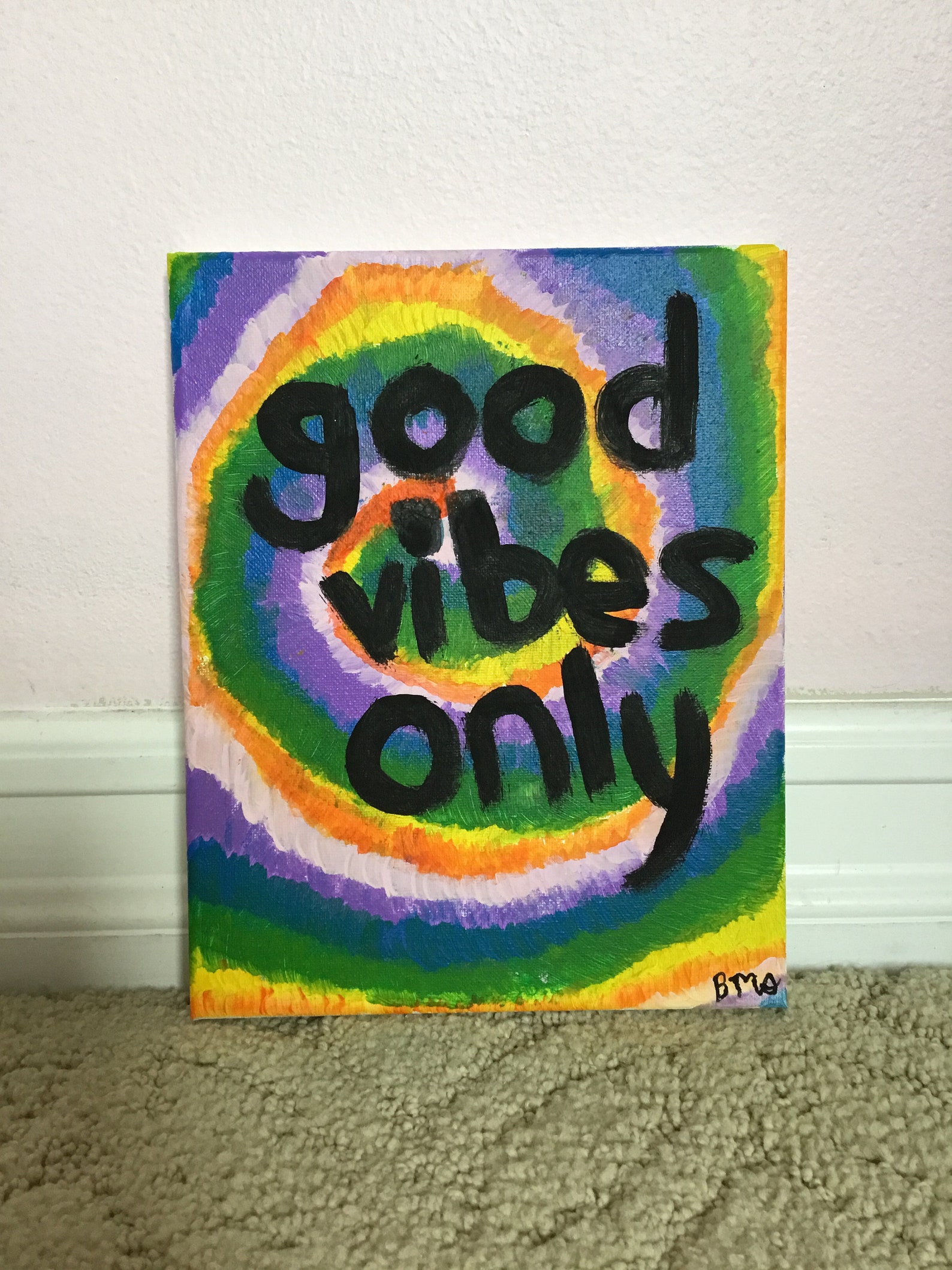 Tie Dye Good Vibes Only Painting Etsy