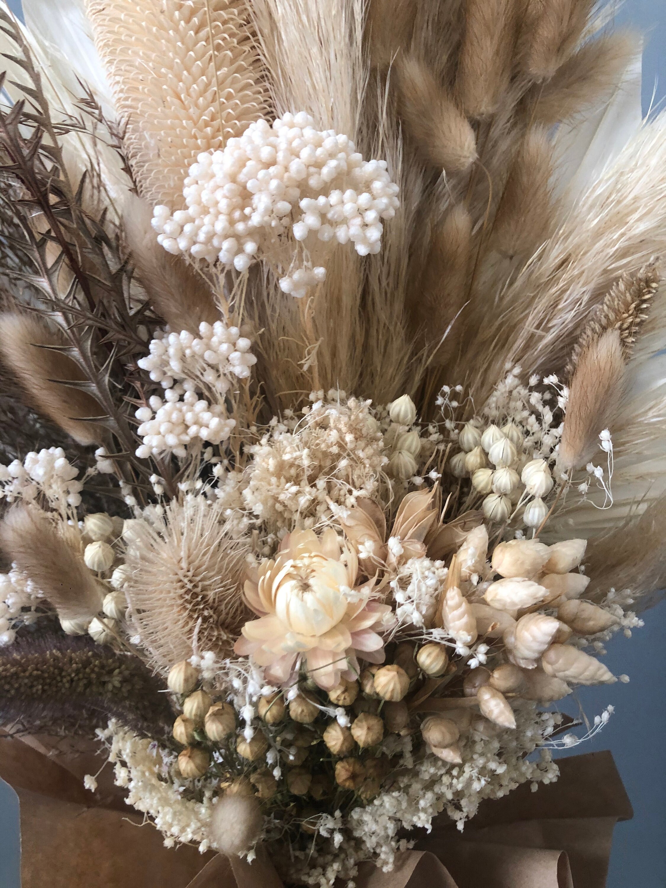 Lavish Boho Style Beige/Cream Dried Flower Bouquet Preserved Etsy