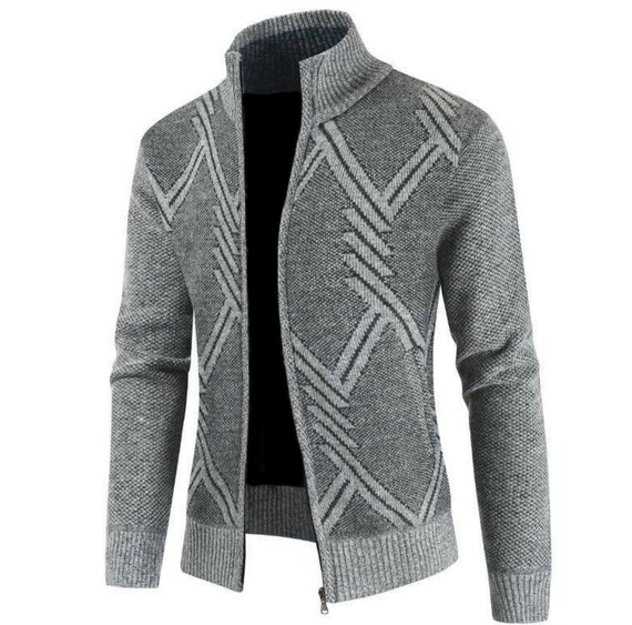 mens lined zip up cardigan