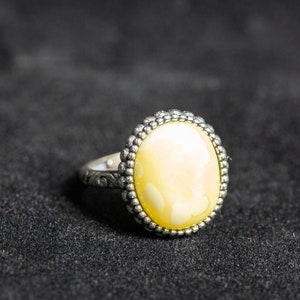 Retro Amber Ring. Luxury Natural Baltic Amber. Adjustable Ring Size. Retro Style. Silver 925 Gift Ladies Jewelry. Sterling Silver.#2