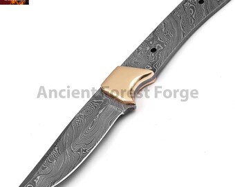 Hand Forged Damascus Steel Blank Blade 9.90" Hunting Knife Making Supplies