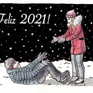 Postkarte Weihnachten Paar