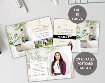 Real Estate Agent Template Postcards, Real Estate Marketing Postcard Bundle, Real Estate Farming Mailer Customizable Canva Template Branding