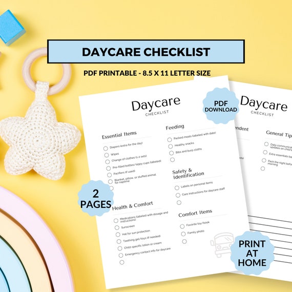 Daycare Supply List for Parents Items Needed for Daycare Childcare