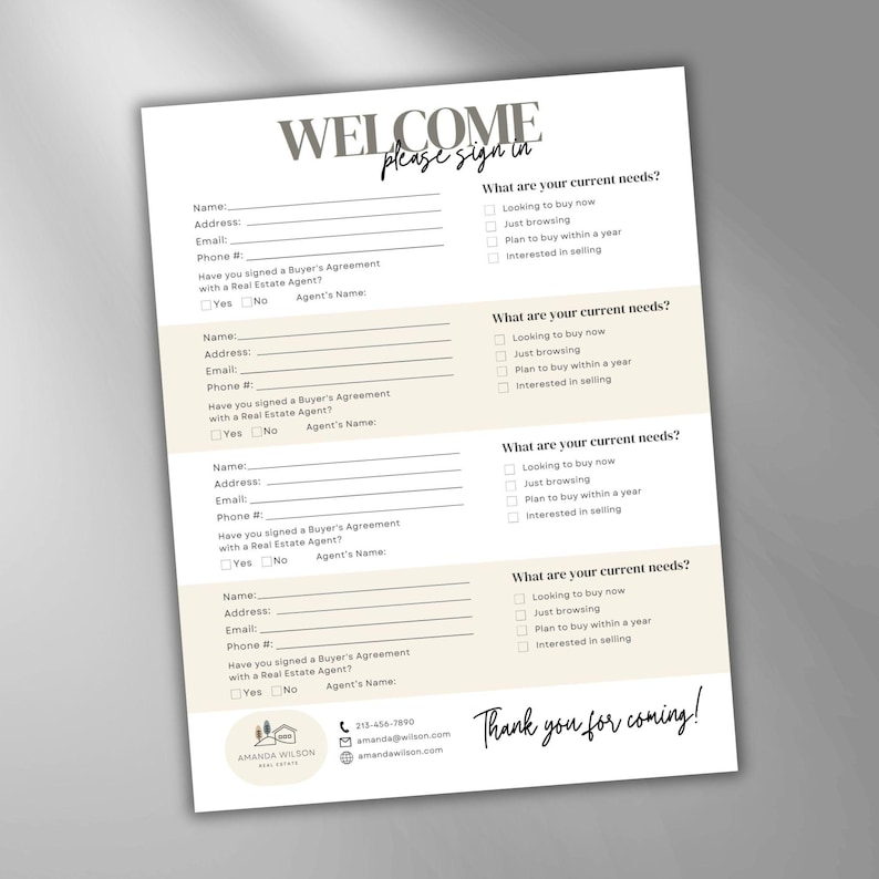 Open House Sign in Sheet Editable Canva Template & PDF Printable, Real ...