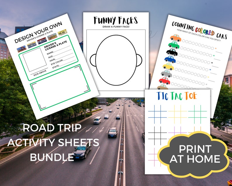 Road Trip Printable Activity Sheets Bundle for Kids Childrens - Etsy