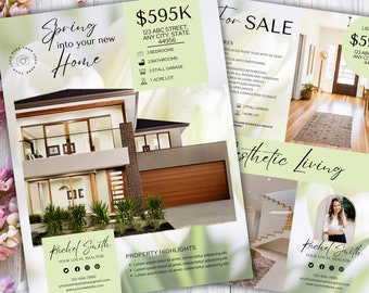 Real Estate Spring For Sale Flyer Editable Canva Template, Just Listed Home Seller Buyer Marketing, April May Open House Marketing Flyer