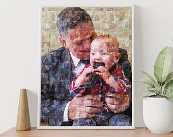 Personalised Mosaic Style Photo Collage, Photo Mosaic Framed Print